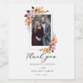Herbst florales Hochzeitsskript-Foto Elegant Weinetikett (Einzelnes Label)