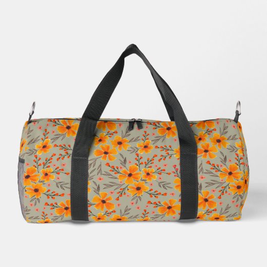 Herbst florales Muster Sage Green Duffle Bag (Rückseite)