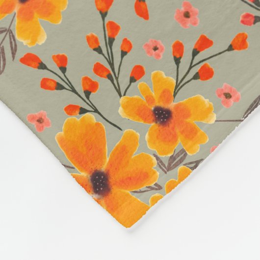 Herbst florales Muster Sage Green Fleecedecke (Ecke)