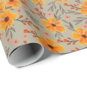 Herbst florales Muster Sage Green Geschenkpapier (Rolleneckpunkt)