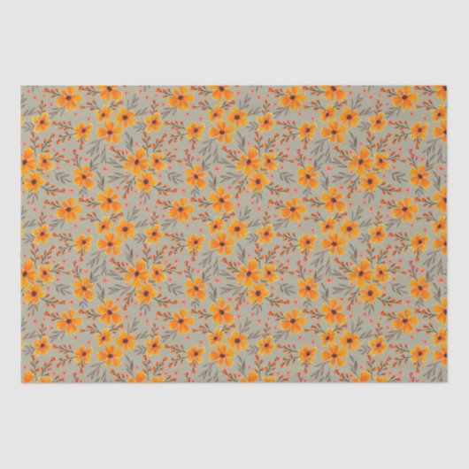 Herbst florales Muster Sage Green Seidenpapier (Vorderseite)