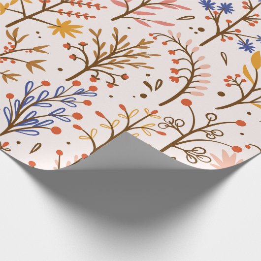 Herbst florales nahtloses Muster. Doodle-Pflanze, Geschenkpapier (Ecke)