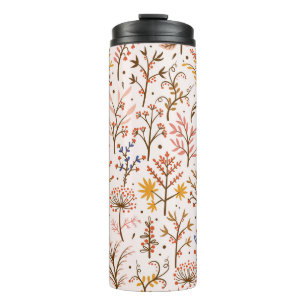 Herbst florales nahtloses Muster. Doodle-Pflanze,  Thermosbecher