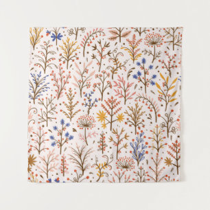 Herbst florales nahtloses Muster. Doodle-Pflanze, Wandteppich