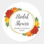 Herbst-Florals-Brautparty Runder Aufkleber (Vorderseite)