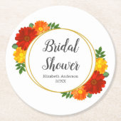 Herbst-Florals-Brautparty Runder Pappuntersetzer (Vorderseite)