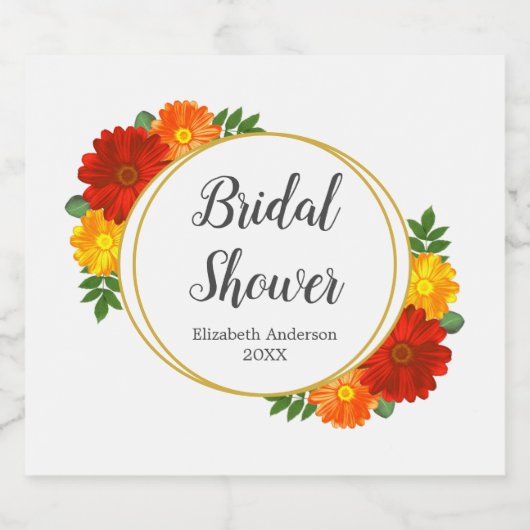 Herbst-Florals-Brautparty Schaumweinetikett (Einzelnes Label)