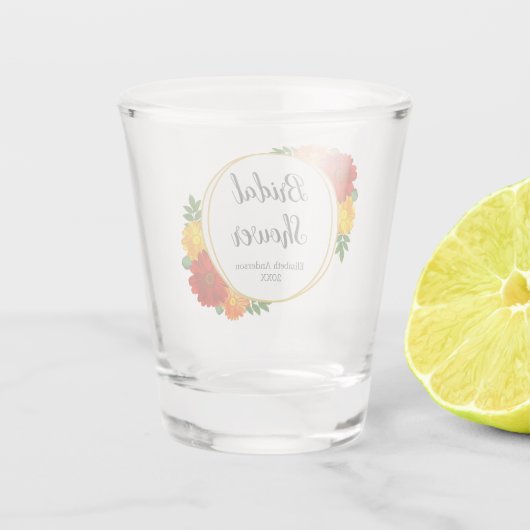 Herbst-Florals-Brautparty Schnapsglas (Rückseite)