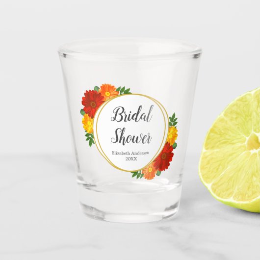 Herbst-Florals-Brautparty Schnapsglas (Vorderseite)