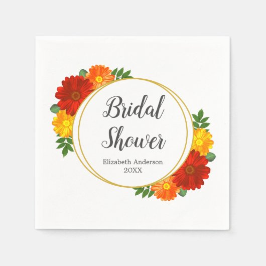 Herbst-Florals-Brautparty Serviette (Vorderseite)