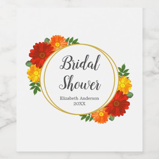 Herbst-Florals-Brautparty Weinetikett (Einzelnes Label)