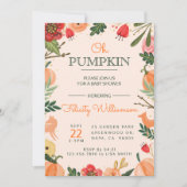 Herbst Florals & Foliage Pumpkin Patch Babydusche Einladung (Vorderseite)