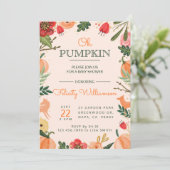 Herbst Florals & Foliage Pumpkin Patch Babydusche Einladung (Stehend Vorderseite)