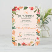 Herbst Florals & Foliage Pumpkin Patch Babydusche Einladung (Stehend Vorderseite)