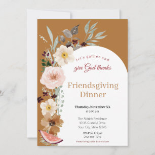 Herbst Florals Freundliches Abendessen Einladung