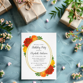 Herbst Florals Geburtstag Einladung