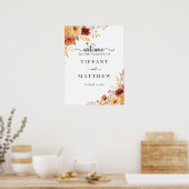 Herbst Florals Hochzeit im Herbst Willkommen Poster (Küche)