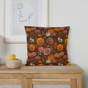 Herbst Florals in Burnt Orange und Rot Kissen
