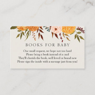 Herbst Florals Mums Bücher für die Babysteckkarte Begleitkarte