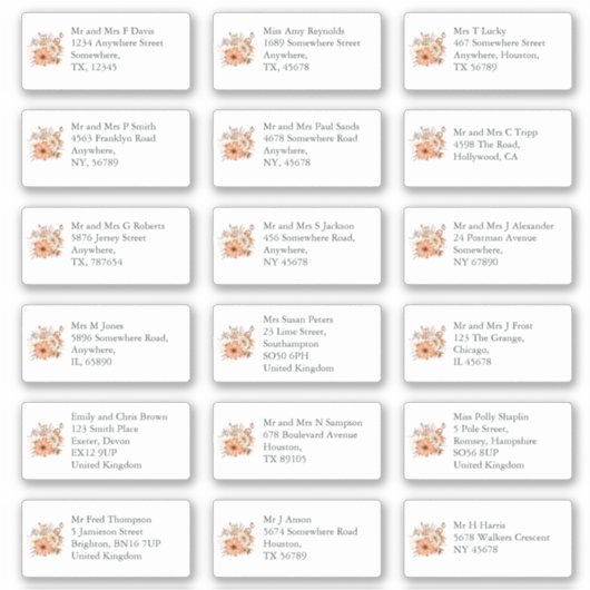 Herbst Florals Name des Empfängers Aufkleber (Vorderseite)