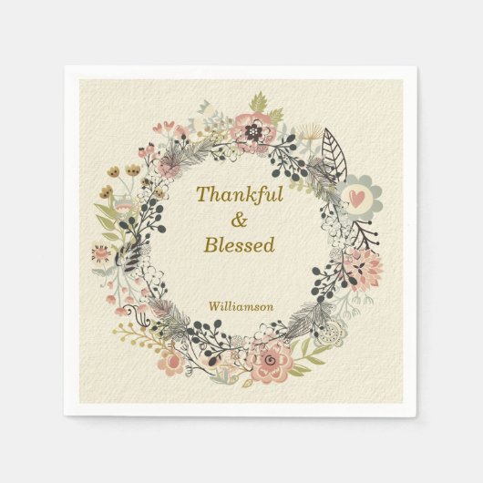 Herbst Florals Party personalisieren Serviette (Vorderseite)