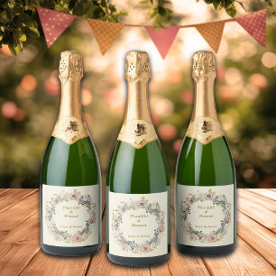 Herbst Florals personalisieren strukturiert Schaumweinetikett