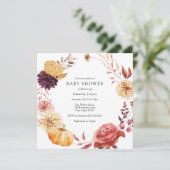 Herbst Florals und Pumpkin Baby Dusche Einladung (Stehend Vorderseite)