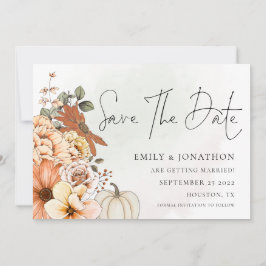 Herbst Florals Wasserfarben QR Code Hochzeit Save The Date