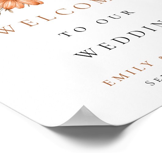 Herbst Florals Willkommen bei Hochzeit Poster (Ecke)