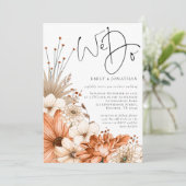 Herbst Florals wir Skript QR Code Hochzeit Einladung (Stehend Vorderseite)