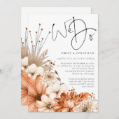 Herbst Florals wir Skript QR Code Hochzeit Einladung (Vorne/Hinten)