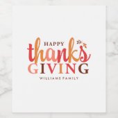 Herbst-Foliage-Erntedank Weinetikett (Einzelnes Label)