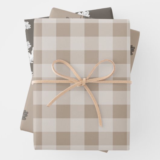 Herbst-Folien Blätter Braunes Kariertes Muster (Beispiel)