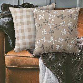 Herbst-Folien Blätter Braunes Kariertes Muster Kissen