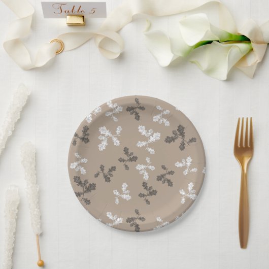 Herbst-Folien Blätter braunes Muster Pappteller (Hochzeit)