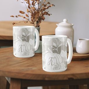Herbst-Folien Blume & Pumpkins-Sage Kariert Kaffeetasse