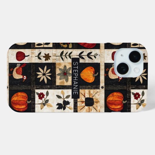 Herbst Folk Art Quilt Muster | rustikal Case-Mate iPhone Hülle (Rückseite (Horizontal))
