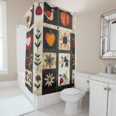 Herbst Folk Art Quilt Muster | rustikal Duschvorhang (Beispiel)