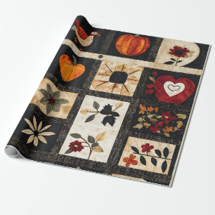 Herbst Folk Art Quilt Muster rustikal Geschenkpapier