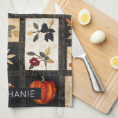 Herbst Folk Art Quilt Muster | rustikal Geschirrtuch (Viertel Falte)