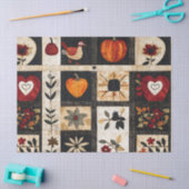 Herbst Folk Art Quilt Muster | rustikal Seidenpapier (Basteln)