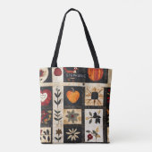 Herbst Folk Art Quilt Muster | rustikal Tasche (Rückseite)