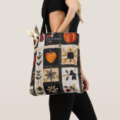 Herbst Folk Art Quilt Muster | rustikal Tasche (Von Nahem)
