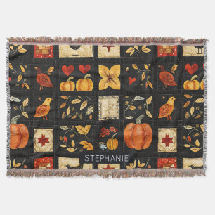 Herbst Folk Art Quilt Muster Rustikales Patchwor Decke