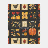 Herbst Folk Art Quilt Muster | Rustikales Patchwor Fleecedecke (Vorderseite)