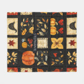 Herbst Folk Art Quilt Muster | Rustikales Patchwor Fleecedecke (Vorderseite (Horizontal))