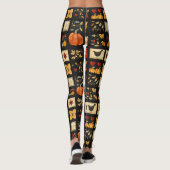 Herbst Folk Art Quilt Muster | Rustikales Patchwor Leggings (Rückseite)