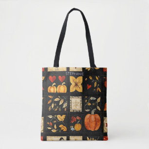 Herbst Folk Art Quilt Muster Rustikales Patchwor Tasche