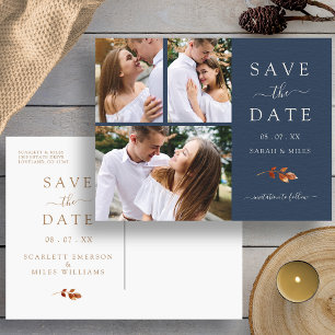 Herbst-Foto-Collage-Hochzeit Termin vormerken Ankündigungspostkarte