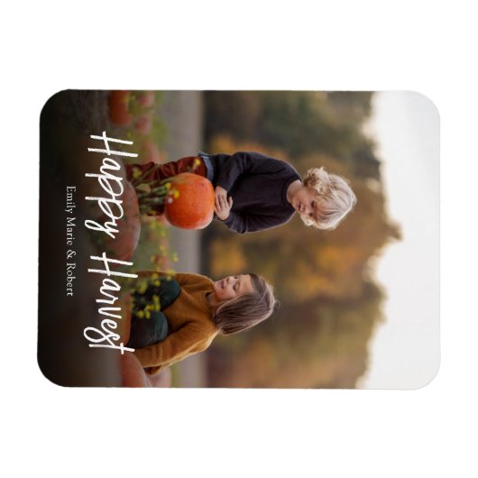 Herbst Foto Einfache Kalligrafie Happy Harvest Magnet (Horizontal)